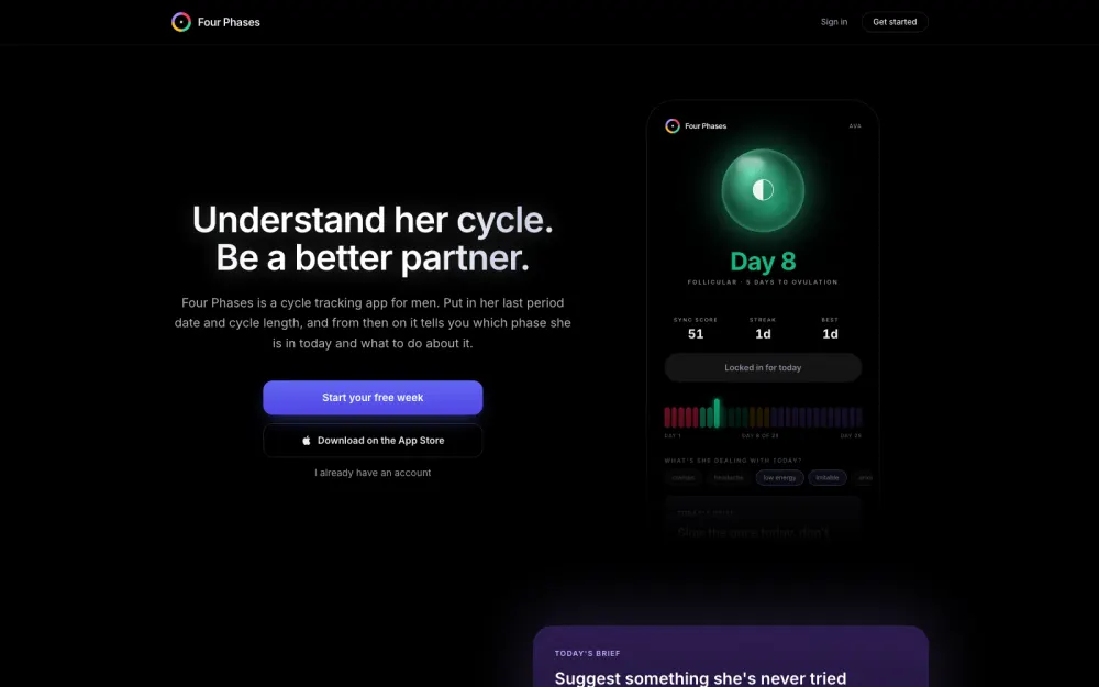 Four Phases home page, built by Voreli AI