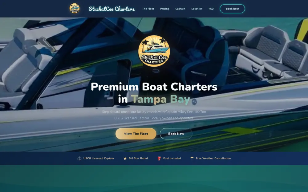 Stuck at Cee Charters home page, built by Voreli AI