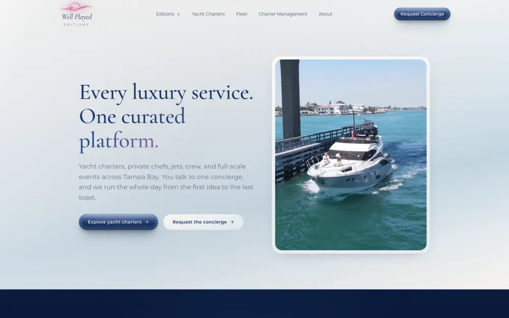 Well Played Editions home page, built by Voreli AI